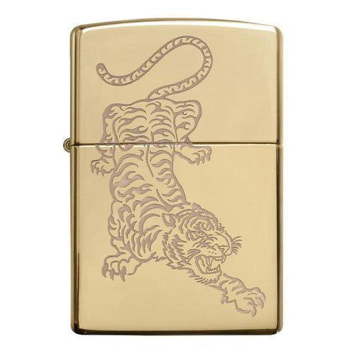 Zippo High Polished Brass Tiger Lighter 29884