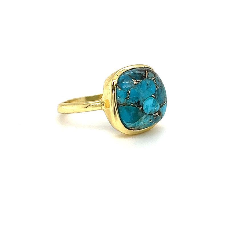 Sterling Silver 14k Gold Plated Turquoise Ring side