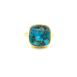 Sterling Silver 14k Gold Plated Turquoise Ring front