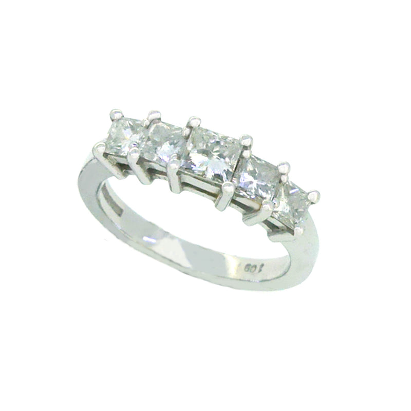 Diamond 5 Stone Princess Cut Eternity Ring 1.00ct 18ct White Gold