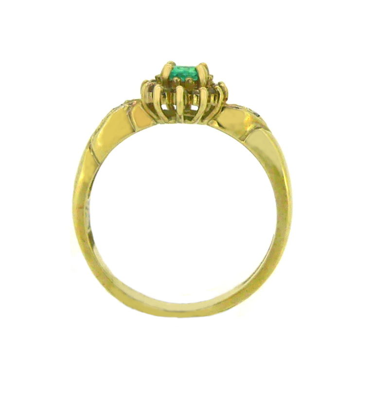 Emerald & Diamond Oval Cluster Ring 9ct Gold