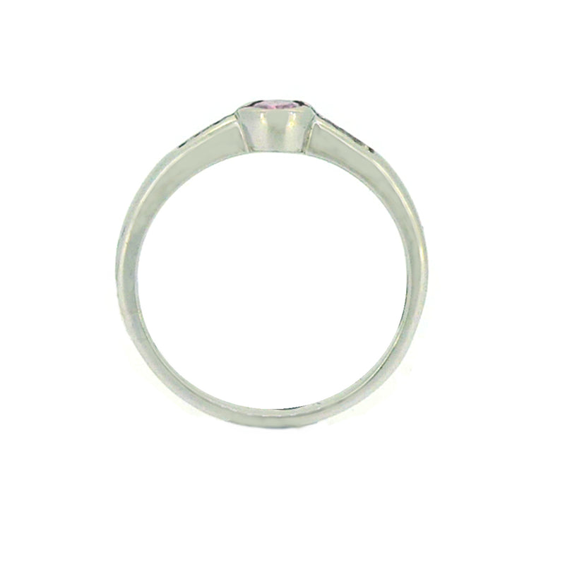 Pink Sapphire & Diamond Band Ring 9ct White Gold