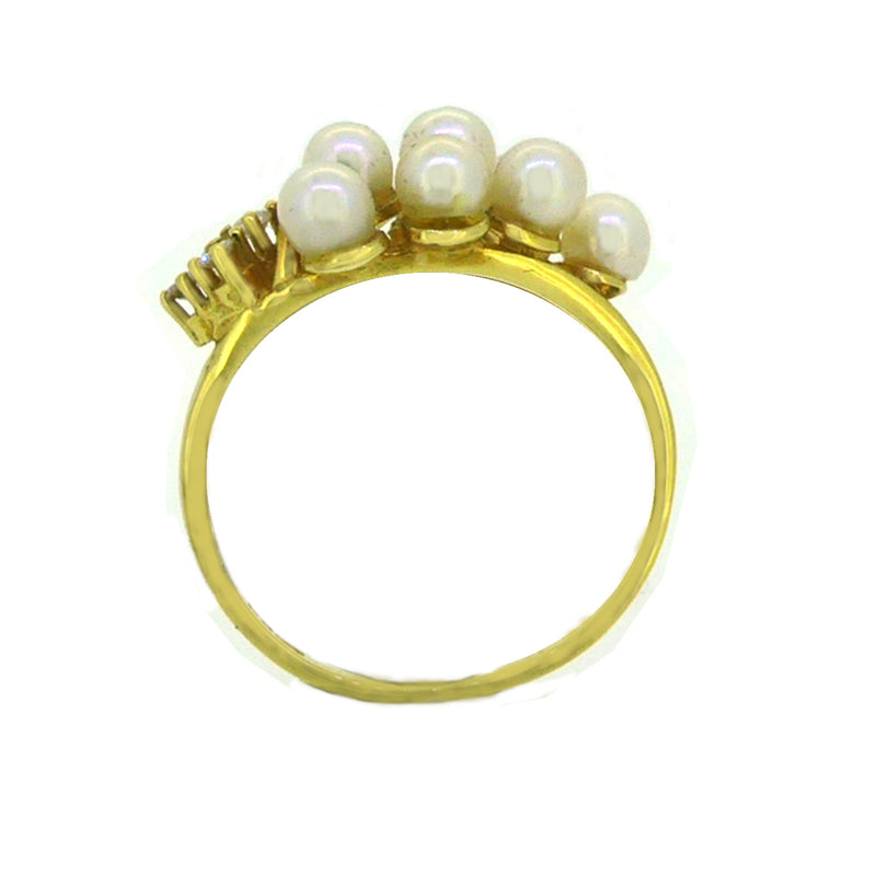 Cultured Pearl & Diamond Ring 18ct Gold