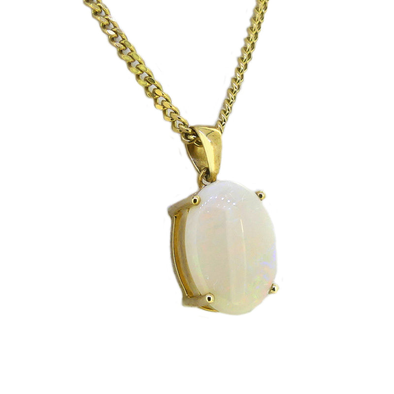 9ct Gold Oval 14 x 10mm 3.00ct Opal Necklace