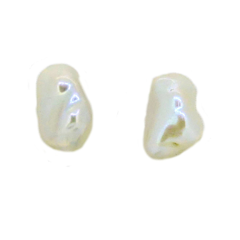 Sterling Silver Natural White Keshi Pearl Earrings