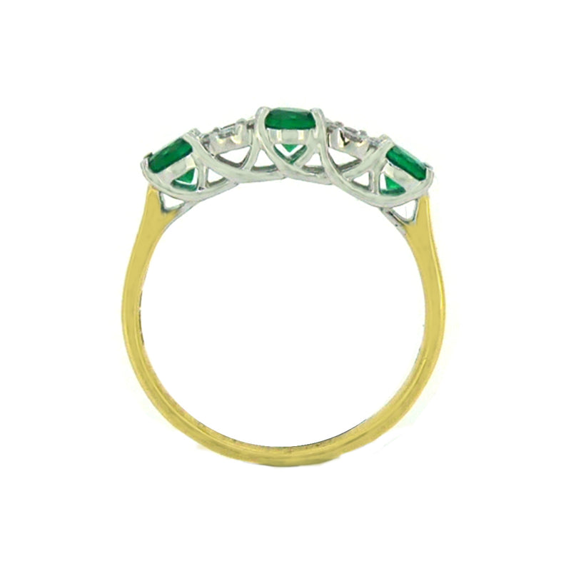 Emerald & Diamond 17 Stone Eternity Ring 18ct Yellow Gold side view