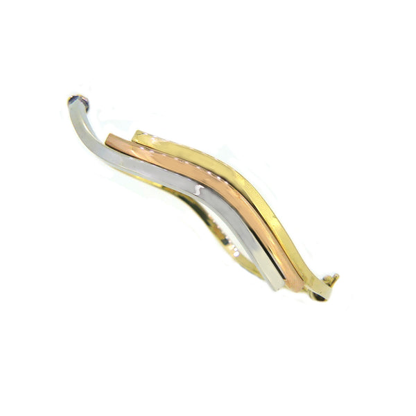 9ct 3 Colour Gold Wave Hinged Bangle 2