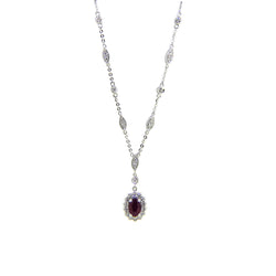 9ct White Gold Ruby & Diamond Necklace 61883