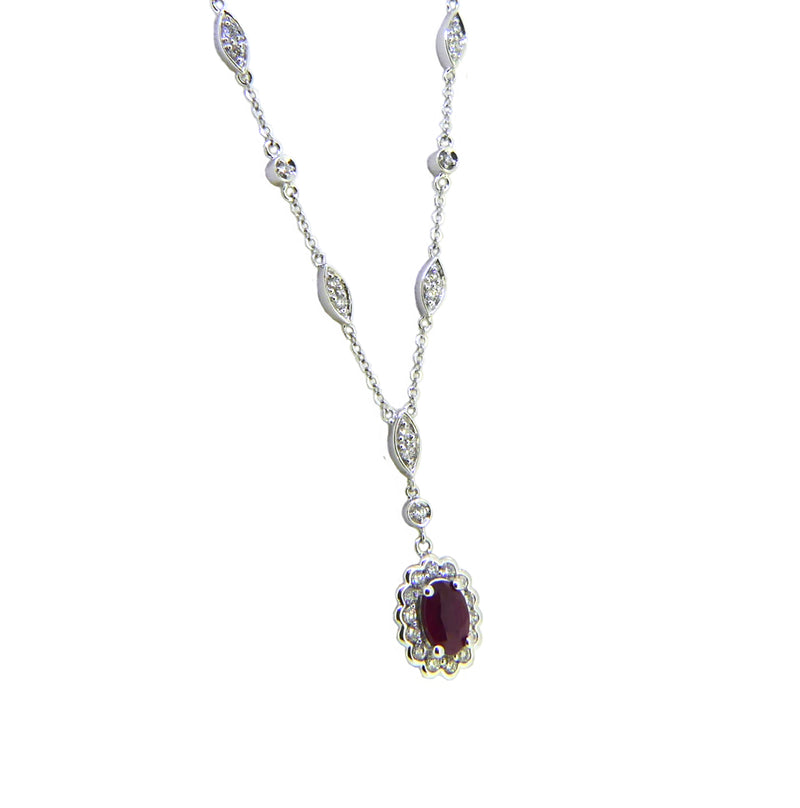 9ct White Gold Ruby & Diamond Necklace 61883-3