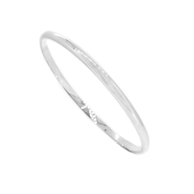 Sterling Silver 3mm D Shaped Heavy Stacker Bangle PFB003SIL