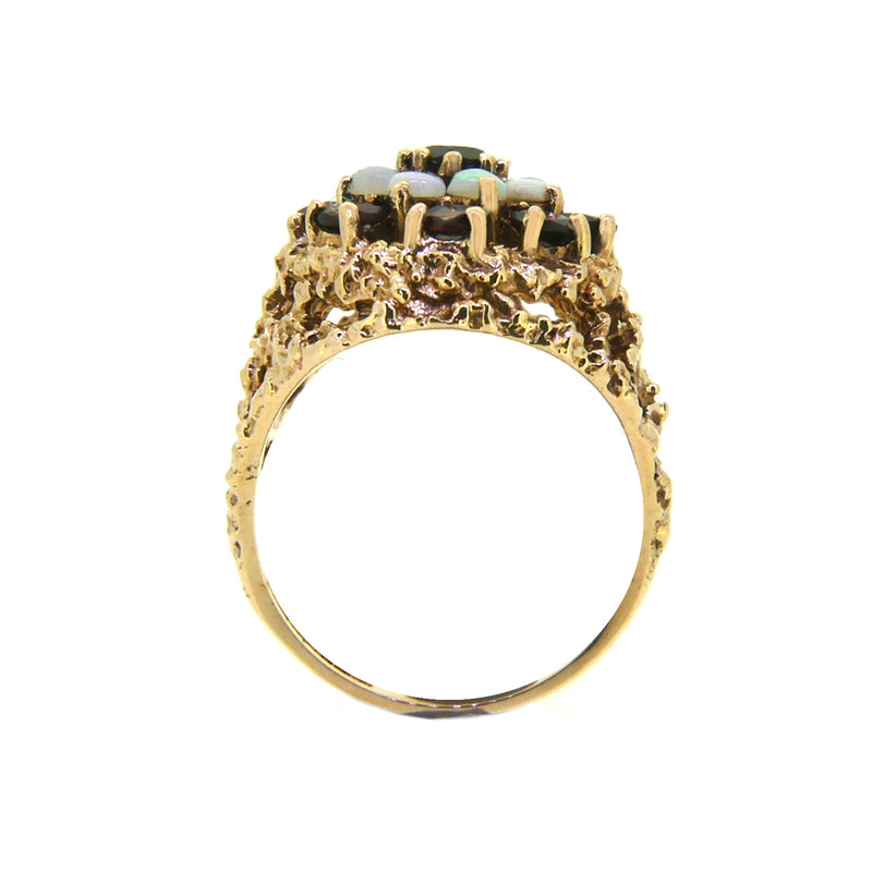 Pre Owned Opal & Garnet Cluster Ring 9ct Rose Gold 3