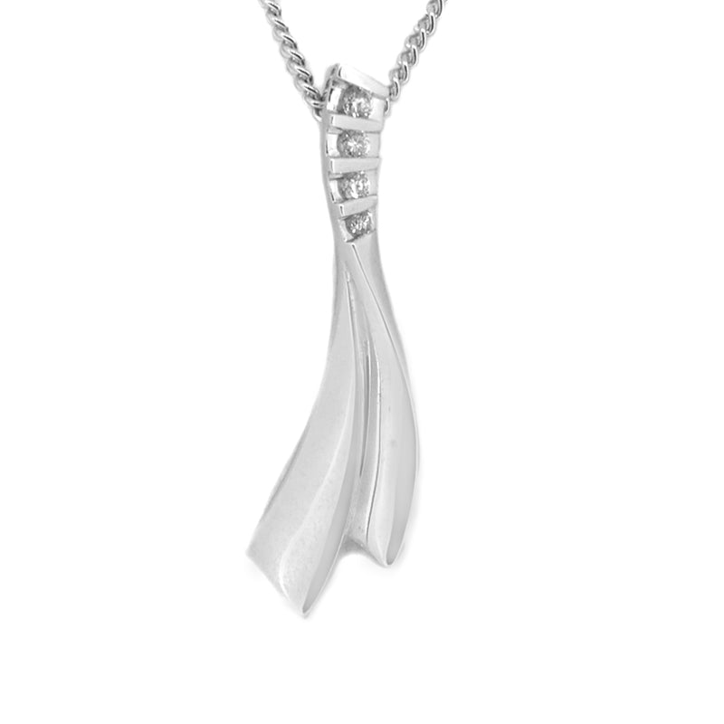 18ct White Gold Diamond Twist Necklace