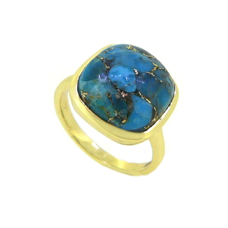 Sterling Silver 14k Gold Plated Turquoise Ring