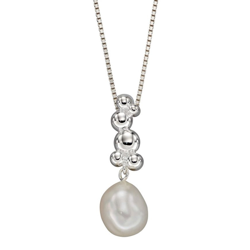 Sterling Silver Baroque Pearl Bobble Necklace