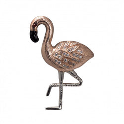 Silver Rose Gold Plated Flamingo Brooch