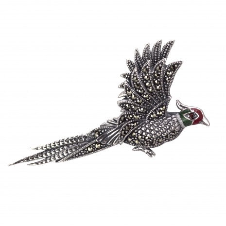 Pheasant Brooch Silver & Marcasite PDBR064SIL