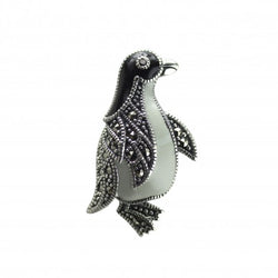 Silver Marcasite Penguin Brooch/Pendant