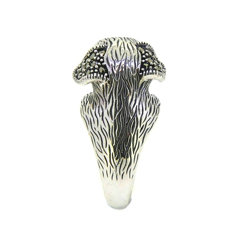 Silver & Marcasite Dog Ring back