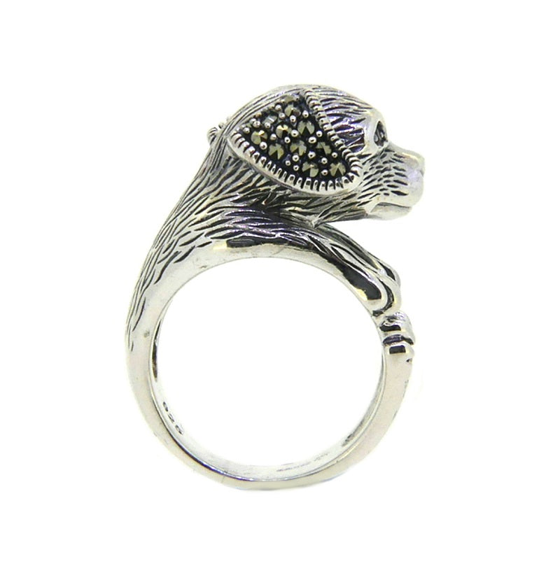 Silver & Marcasite Dog Ring SIDE