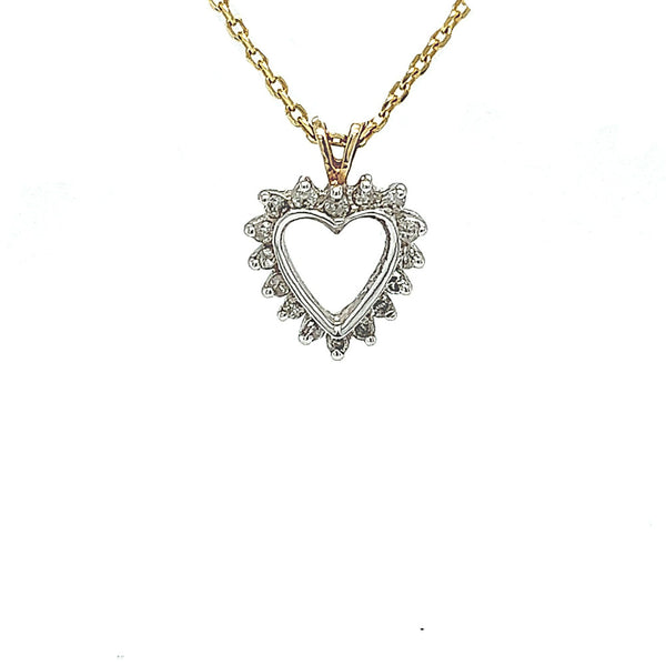 9ct Gold Diamond Small Open Heart Necklace