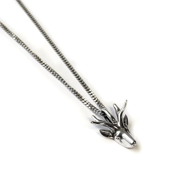Henryka Miniature Stag Head Necklace in Silver