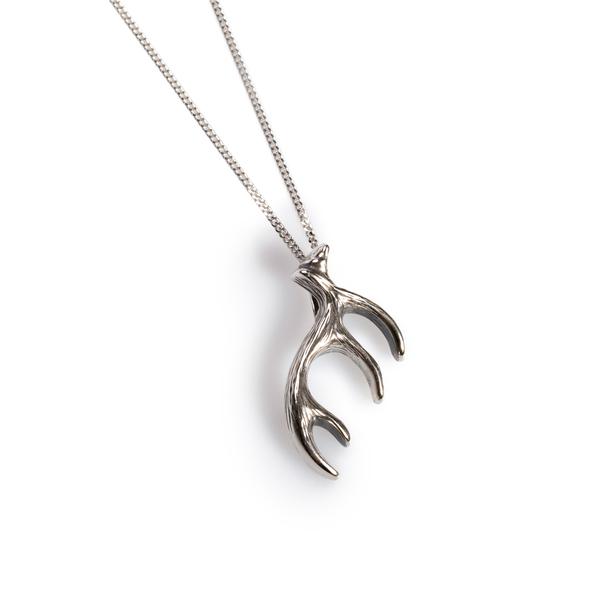 Henryka Stag Antler Necklace in Silver