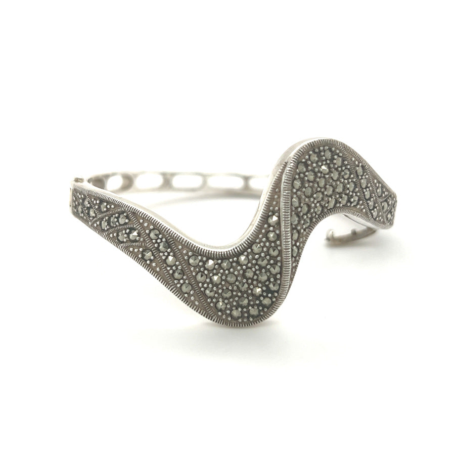 Silver Marcasite Wave Bangle