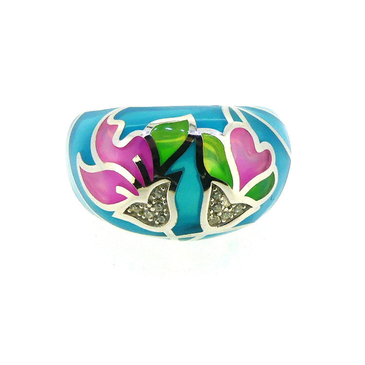 Silver Enamel Ring PUR004CZ