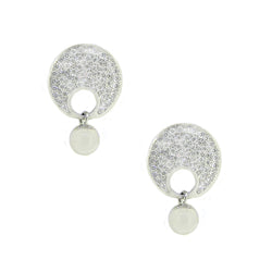 Silver Pave CZ & Bead Drop Earring