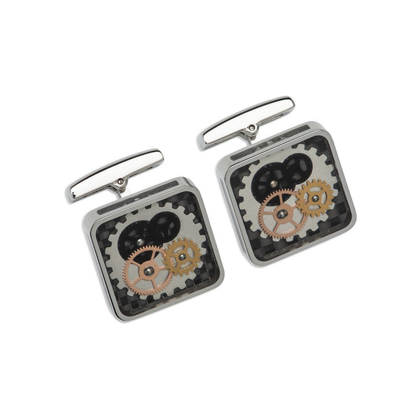 Unique & Co Men's Steel Clockwork Cufflinks QC-273