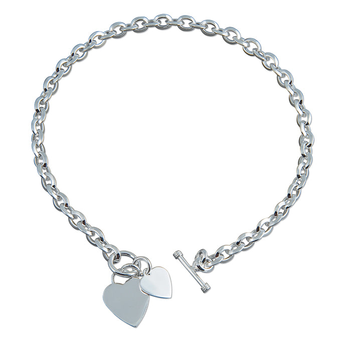 Sterling Silver Heavy Heart Necklace with T-Bar