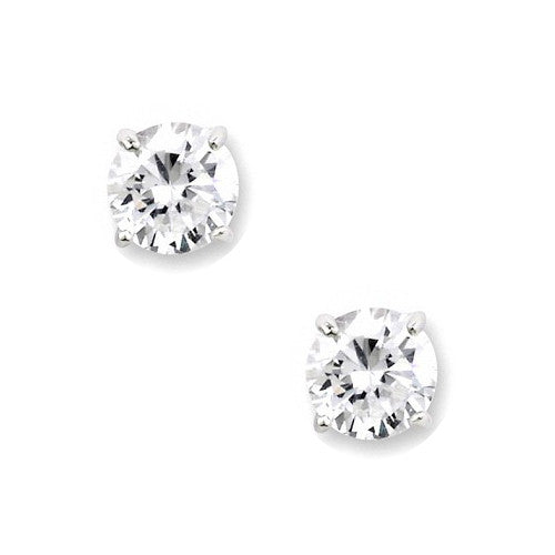 Sterling Silver 8mm Solitaire CZ Earrings
