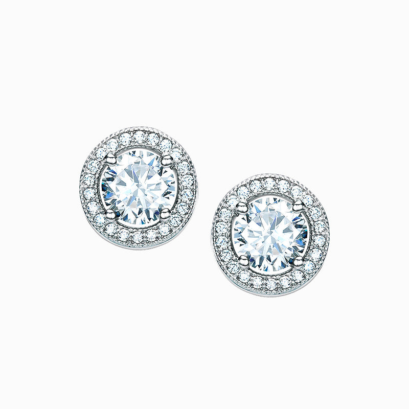 The Real Effect Halo CZ Stud Earrings RE15724