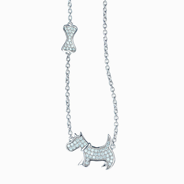 The Real Effect Sterling Silver Dog & Bone Necklace RE17334