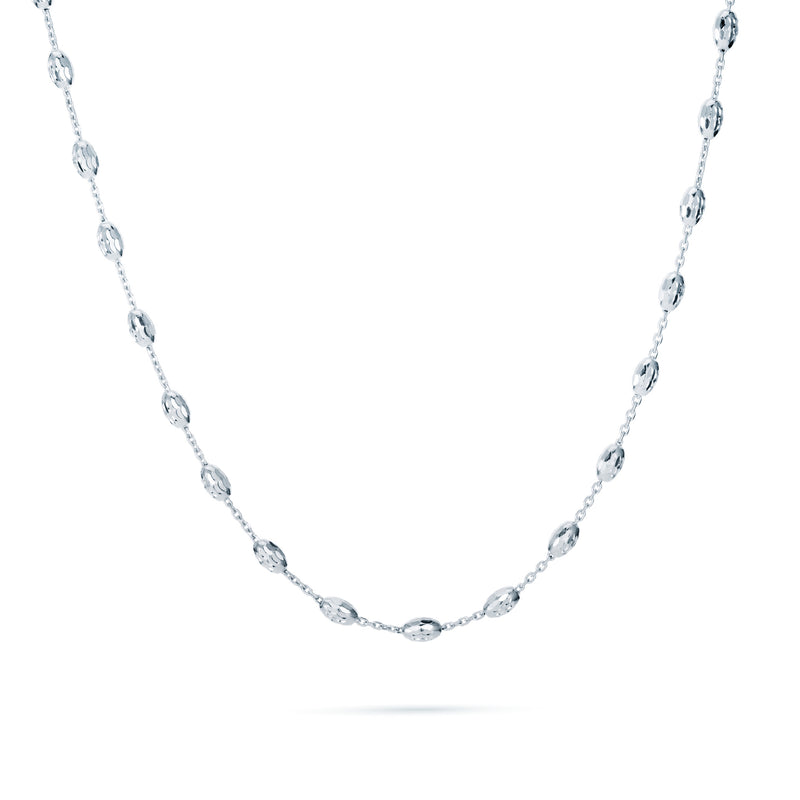 The Real Effect Italian Silver Bead Necklace 18 Inch