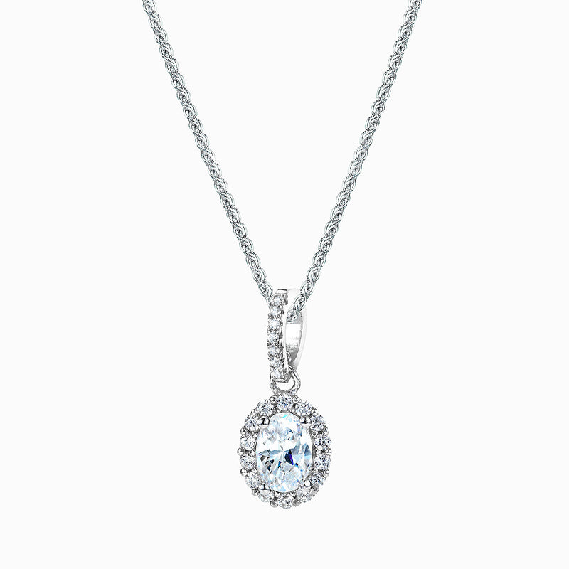 The Real Effect Oval CZ Cluster Necklace RE28134