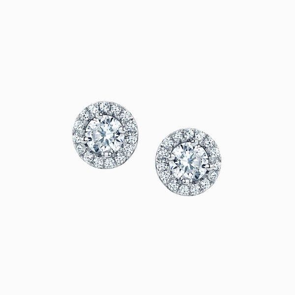 The Real Effect Classic Halo CZ Earrings RE37104