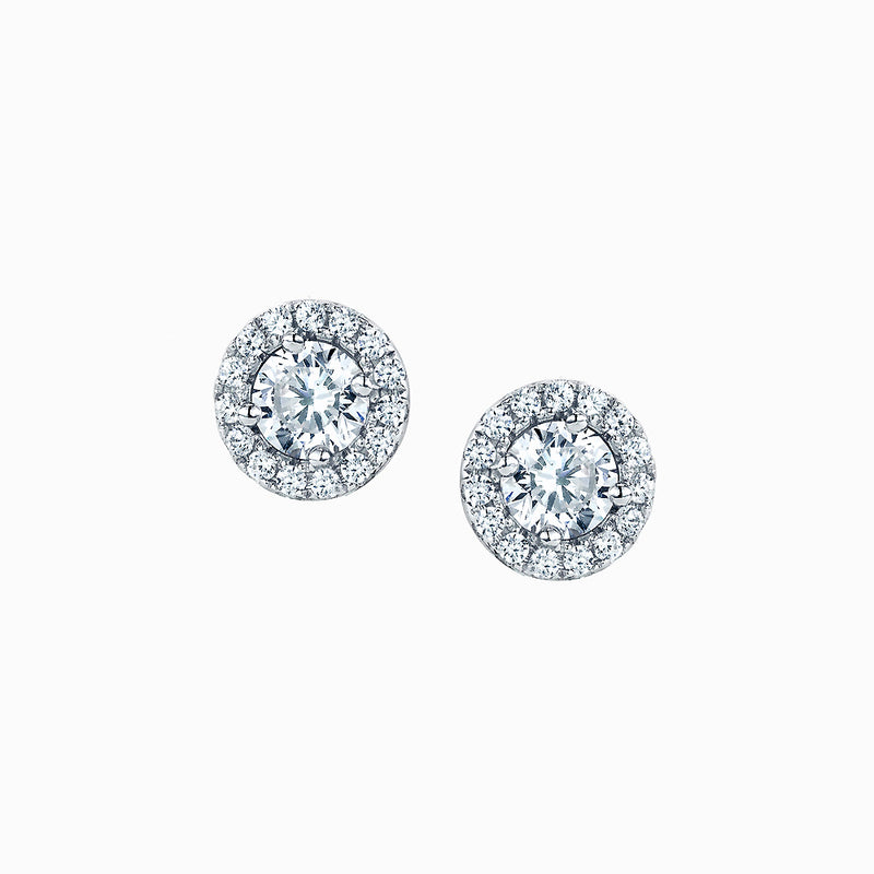 The Real Effect Classic Halo CZ Earrings RE37104