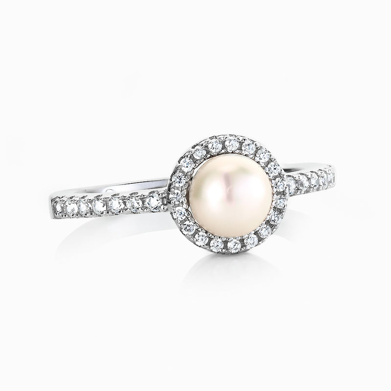 Real Effect Silver Deco Pearl Ring RE39834
