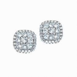 The Real Effect Layered Cushion Cluster Stud Earrings RE40004