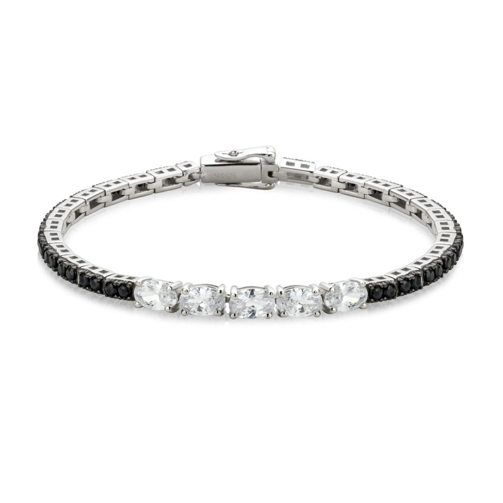 The Real Effect Silver Black CZ Bracelet RE43824