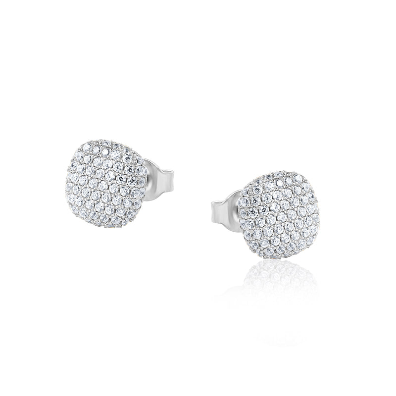 The Real Effect Cushion Shaped Pave Set Stud Earrings RE47274