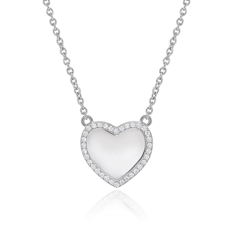 Real Effect Mirrored Heart CZ Necklace RE47404