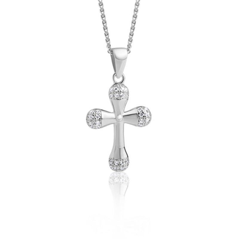 The Real Effect Silver CZ Cross Necklace RE47414