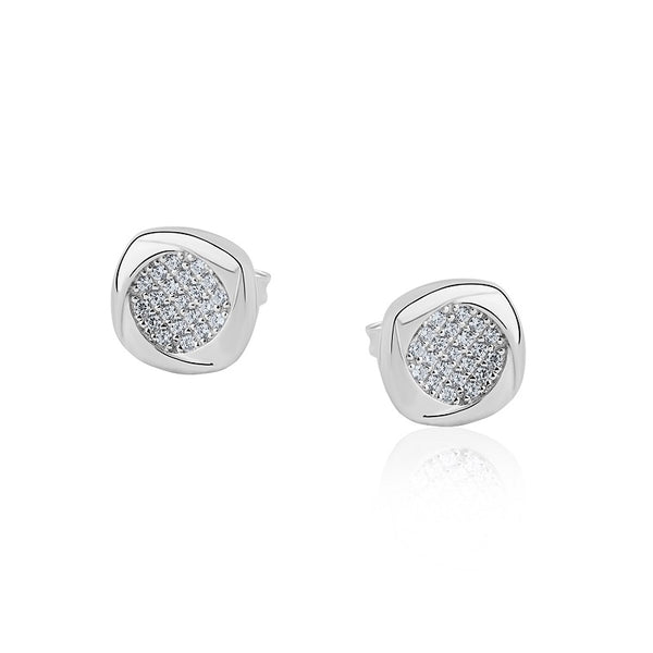 The Real Effect Micro Pave Cut Out Stud Earrings RE48074