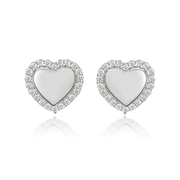 The Real Effect Embrace Mirror Heart CZ Stud Earrings RE51374