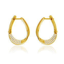 The Real Effect Silver Gold Plated CZ Hoop Earrings RE51614