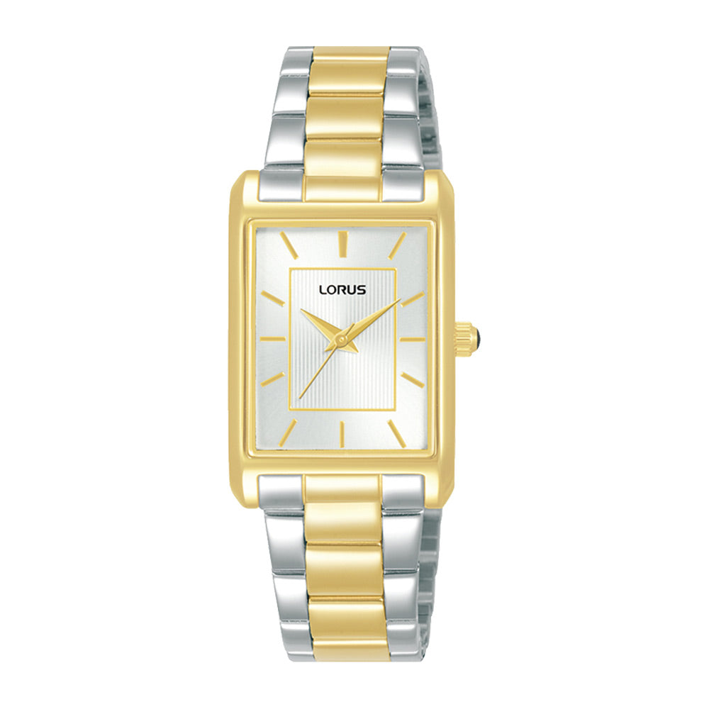 Lorus Ladies Oblong Two Tone Bracelet Watch RG286VX9