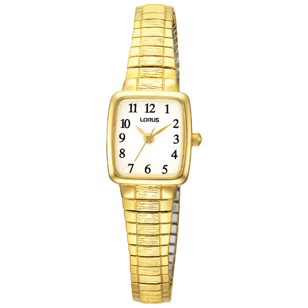 Lorus Ladies Gold Tone Square Case Expanding Bracelet Watch RPH56AX9