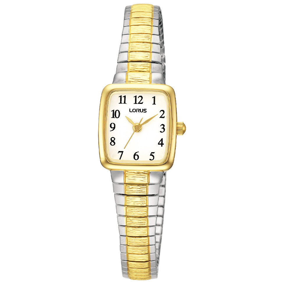 Lorus Ladies Two Tone Square Case Expanding Bracelet Watch RPH58AX9